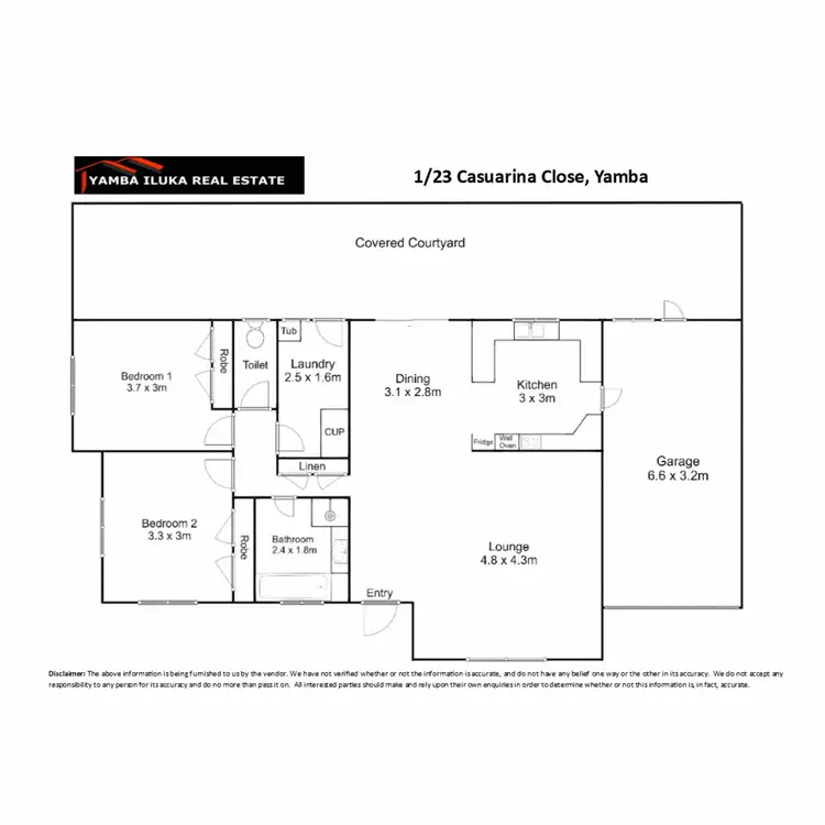 Floorplan of Homely semi-detached listing, 1/23 Casuarina Close, Yamba NSW 2464