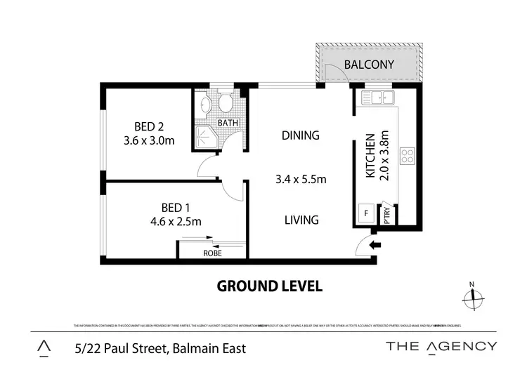 Floorplan of Homely unit listing, 5/22 Paul Street, Balmain East NSW 2041