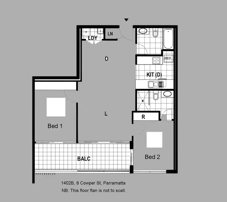 Floorplan of Homely apartment listing, 1402B/8 Cowper Street, Parramatta NSW 2150