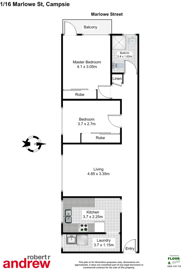 Floorplan of Homely unit listing, 1/16 Marlowe St, Campsie NSW 2194