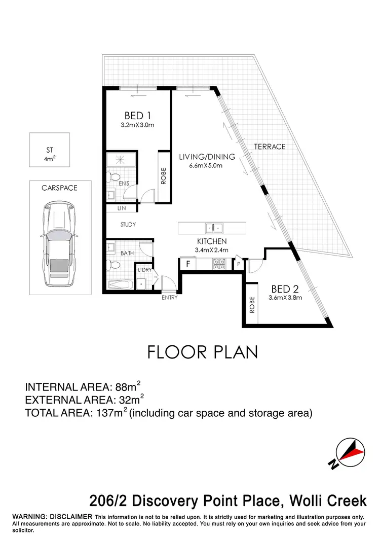 Floorplan of Homely apartment listing, 206/2 Discovery Point Pl, Wolli Creek NSW 2205