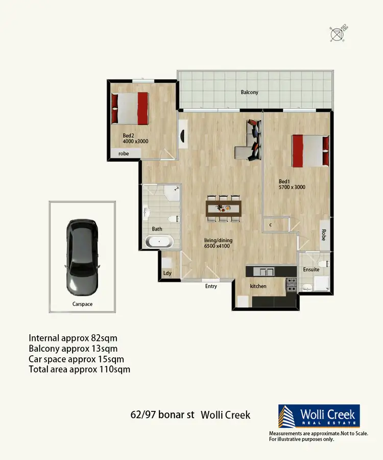 Floorplan of Homely apartment listing, 62/97 Bonar St, Wolli Creek NSW 2205