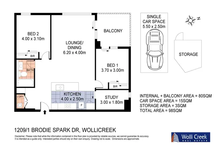 Floorplan of Homely apartment listing, 1209/1 Brodie Spark Dr, Wolli Creek NSW 2205