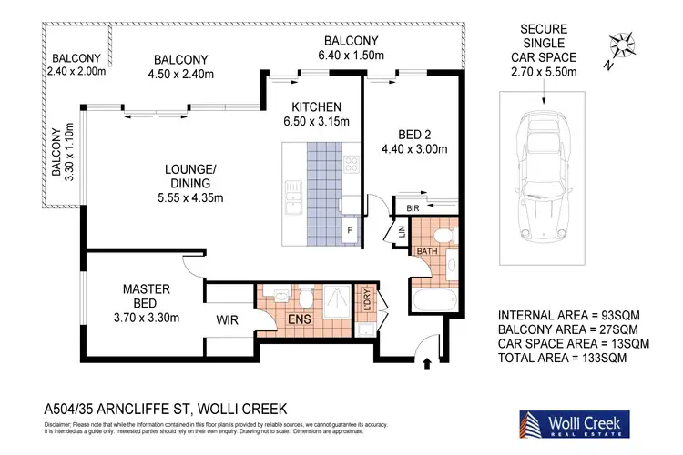 Floorplan of Homely apartment listing, A504/35 Arncliffe St, Wolli Creek NSW 2205