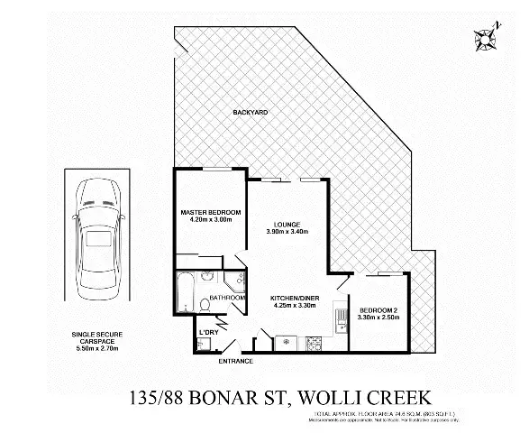 Floorplan of Homely apartment listing, 135/86-88 Bonar St, Wolli Creek NSW 2205