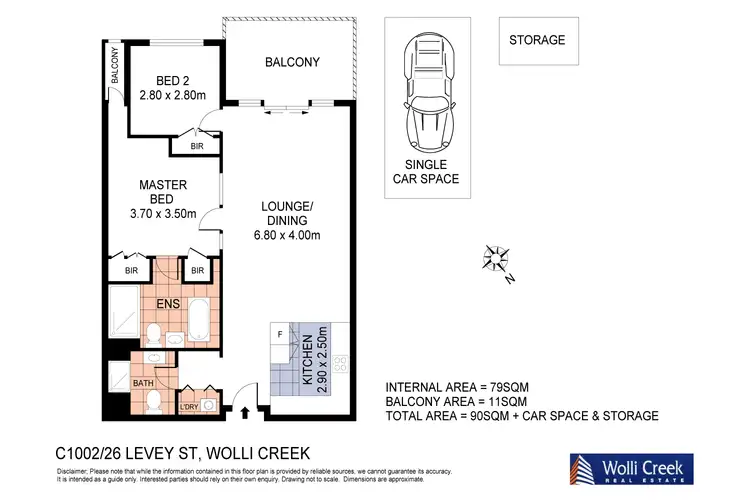 Floorplan of Homely apartment listing, C1002/26 Levey Street, Wolli Creek NSW 2205