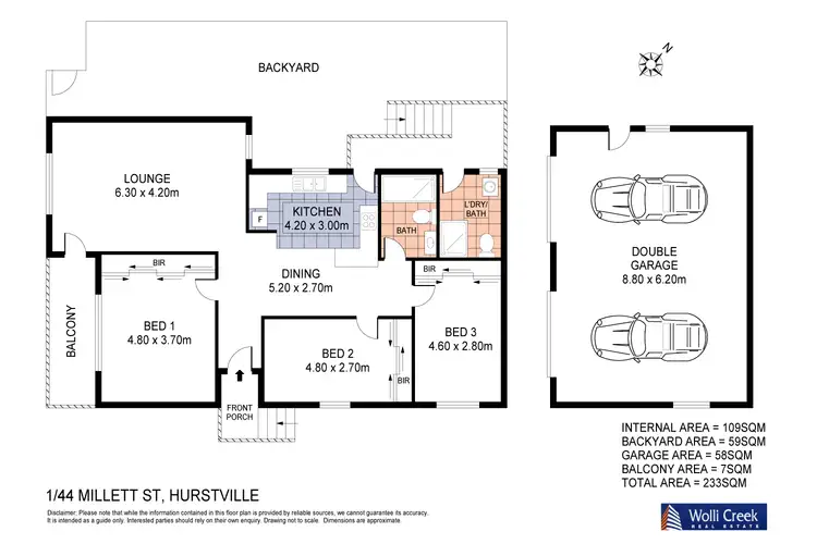 Floorplan of Homely villa listing, 1/44 Millett St, Hurstville NSW 2220