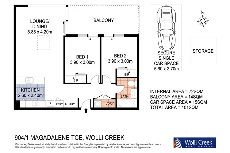 Floorplan of Homely apartment listing, 904/1 Magdalene Tce, Wolli Creek NSW 2205