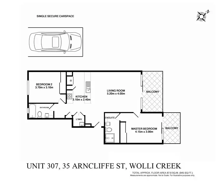 Floorplan of Homely apartment listing, E307/35 Arncliffe St, Wolli Creek NSW 2205
