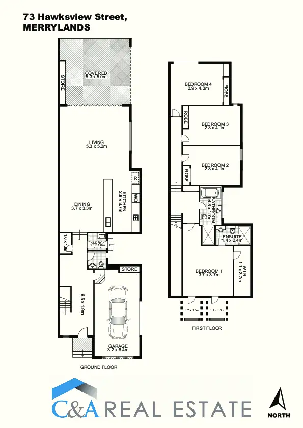 Floorplan of Homely semi-detached listing, 73 Hawksview St, Merrylands NSW 2160