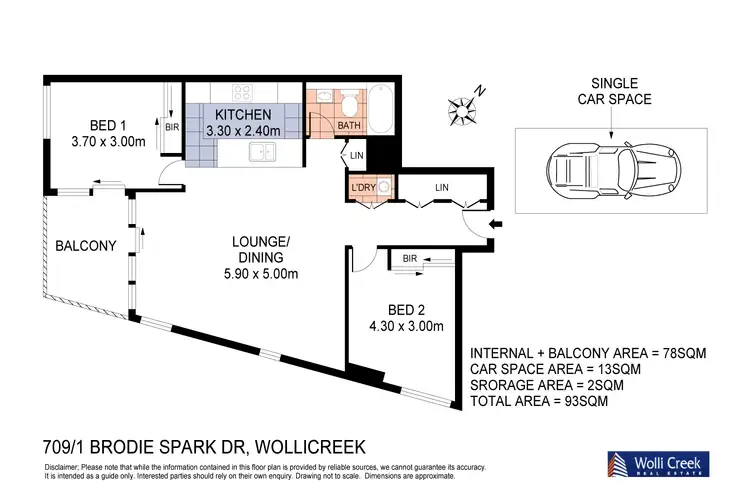 Floorplan of Homely apartment listing, 709/1 Brodie Spark Dr, Wolli Creek NSW 2205