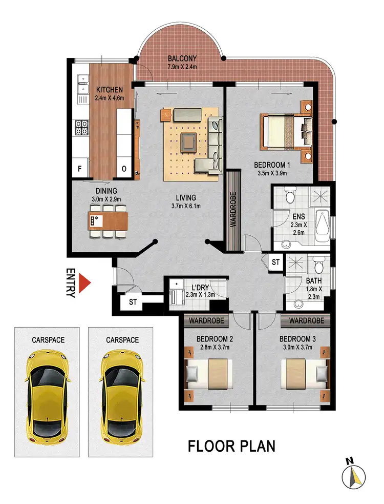 Floorplan of Homely apartment listing, 3 Black Lion Pl, Kensington NSW 2033