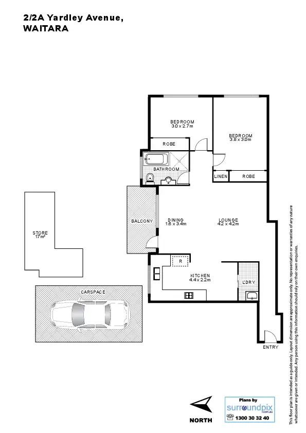 Floorplan of Homely unit listing, 2/2A Yardley  Ave, Waitara NSW 2077