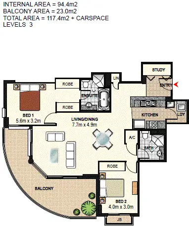 Floorplan of Homely apartment listing, 12/28 Crystal St, Waterloo NSW 2017