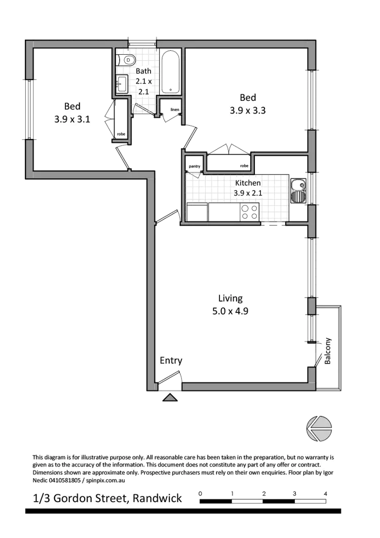 Floorplan of Homely apartment listing, 1/3 Gordon St, Randwick NSW 2031