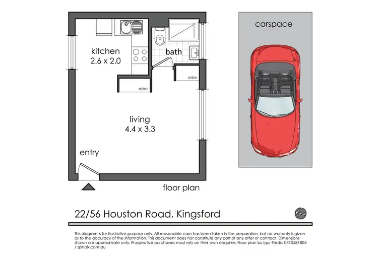 Floorplan of Homely studio listing, 22/56 Houston Rd, Kingsford NSW 2032