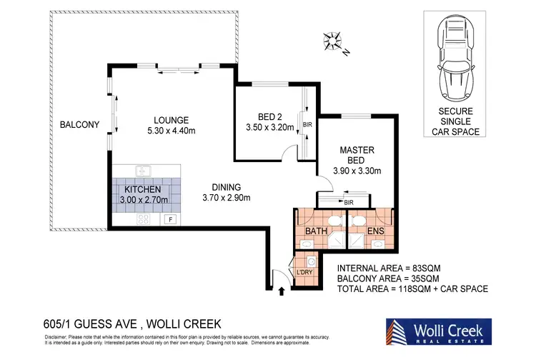 Floorplan of Homely apartment listing, 605/1 Guess Ave, Wolli Creek NSW 2205