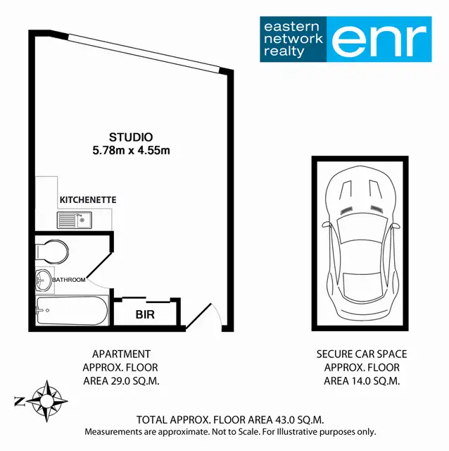 Floorplan of Homely studio listing, 403/5 Ward Ave, Potts Point NSW 2011