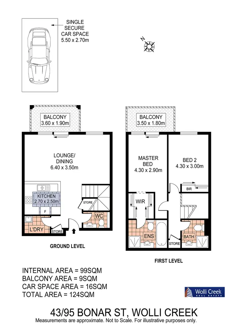 Floorplan of Homely apartment listing, 43/95 Bonar St, Wolli Creek NSW 2205