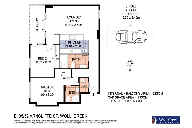 Floorplan of Homely apartment listing, 105/52-62 Arncliffe St, Wolli Creek NSW 2205
