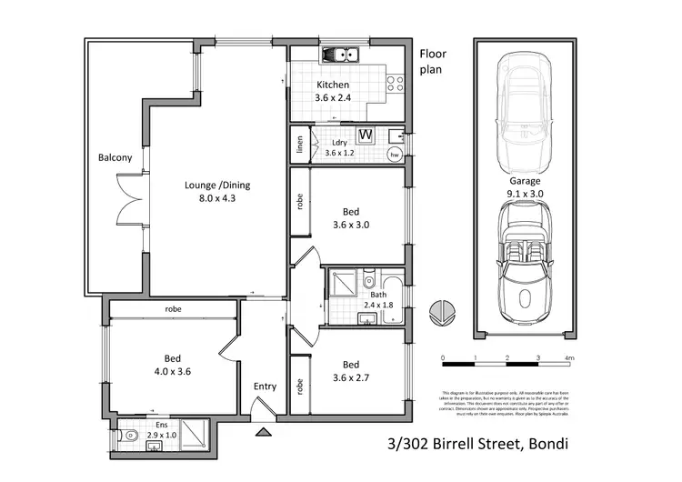 Floorplan of Homely apartment listing, 3/302 Birrell St, Bondi Junction NSW 2022