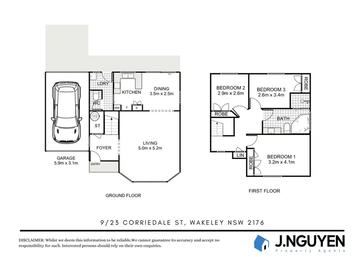 Floorplan of Homely townhouse listing, 9/23 Corriedale Street, Wakeley NSW 2176