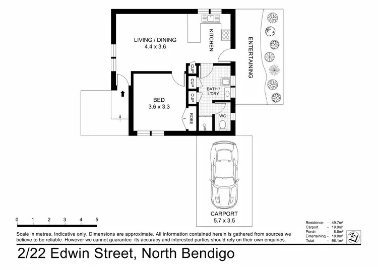 Floorplan of Homely unit listing, 2/22 Edwin Street, North Bendigo VIC 3550