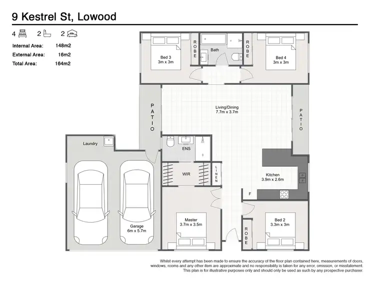 Floorplan of Homely semi-detached listing, 9 Kestrel Street, Lowood QLD 4311