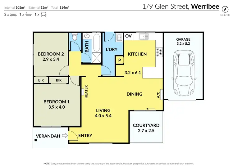 Floorplan of Homely unit listing, 1/9 Glen Street, Werribee VIC 3030