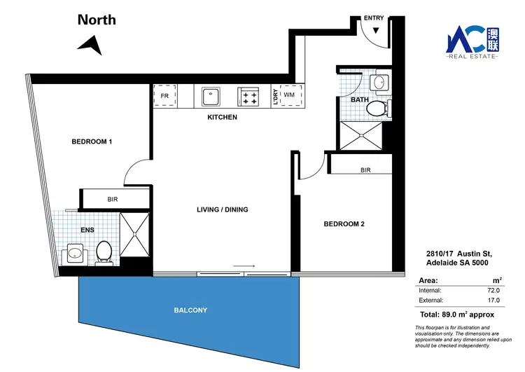 Floorplan of Homely apartment listing, 2810/17 Austin Street, Adelaide SA 5000