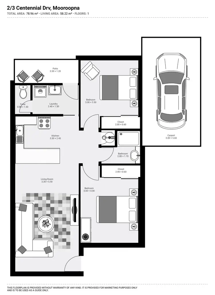 Floorplan of Homely unit listing, 2/3 Centennial Drive, Mooroopna VIC 3629