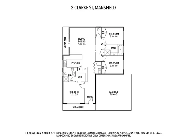 Floorplan of Homely unit listing, 2 Clarke Street, Mansfield VIC 3722