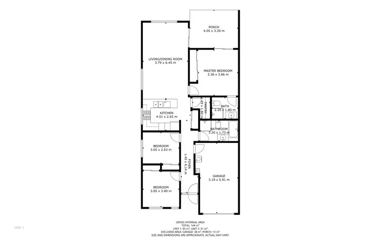 Floorplan of Homely semi-detached listing, 1 & 2/51 Rogers Drive, Gatton QLD 4343