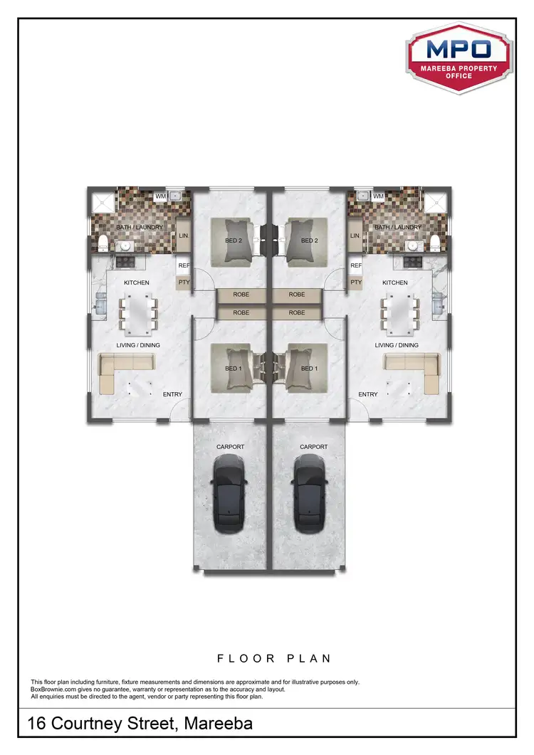 Floorplan of Homely semi-detached listing, 16 Courtney Street, Mareeba QLD 4880