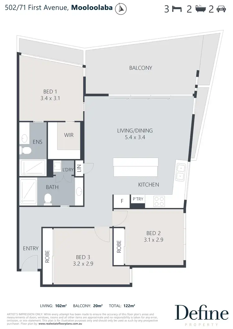 Floorplan of Homely apartment listing, 502/71 First Avenue, Mooloolaba QLD 4557