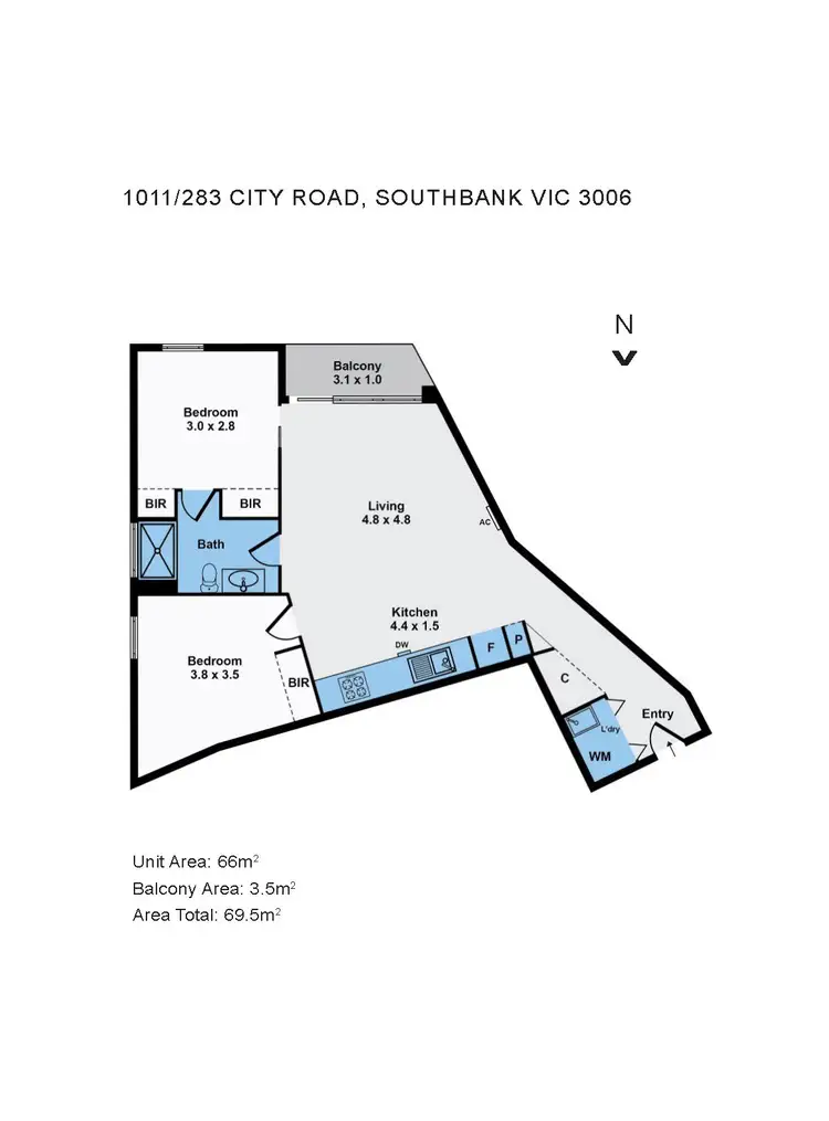 Floorplan of Homely apartment listing, 1011/283 City Road, Southbank VIC 3006