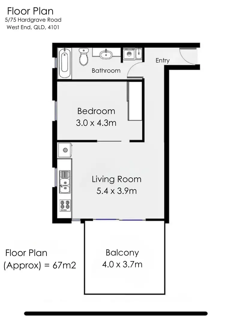 Floorplan of Homely apartment listing, 5/75 Hardgrave Road, West End QLD 4101