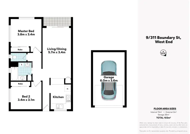 Floorplan of Homely unit listing, 9/311 Boundary Street, West End QLD 4101