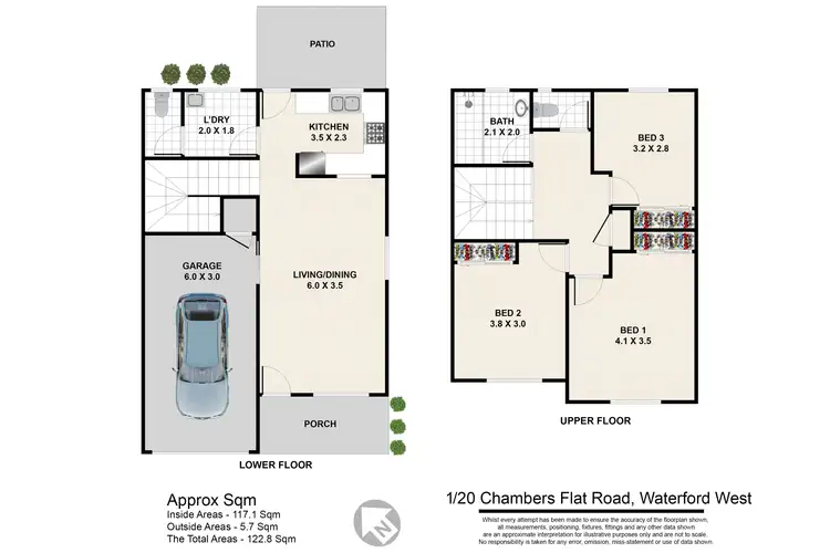 Floorplan of Homely townhouse listing, 1/20 Chambers Flat Road, Waterford West QLD 4133