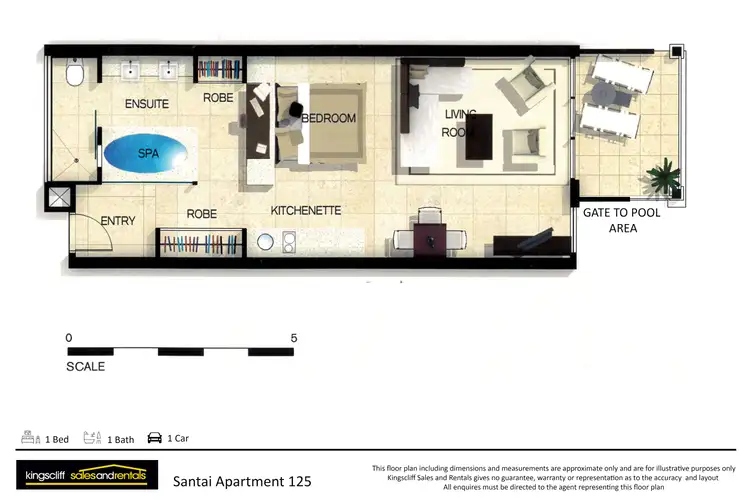 Floorplan of Homely studio listing, 125 Santai Resort/25/9-13 Dianella Drive, Casuarina NSW 2487