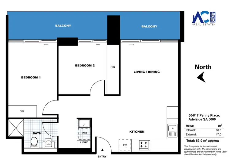 Floorplan of Homely apartment listing, 504/17 Penny Place, Adelaide SA 5000