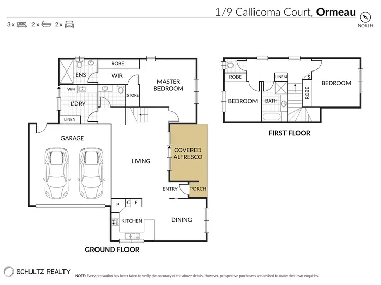 Floorplan of Homely semi-detached listing, 1/9 Callicoma Court, Ormeau QLD 4208