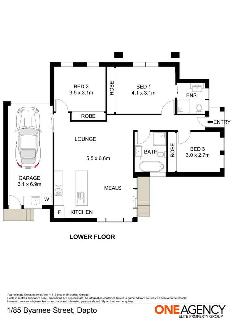 Floorplan of Homely villa listing, 1/85 Byamee Street, Dapto NSW 2530