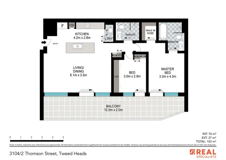 Floorplan of Homely apartment listing, 3104/2 Thomson Street, Tweed Heads NSW 2485