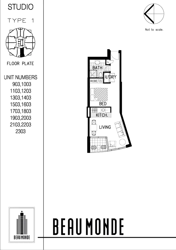 Floorplan of Homely studio listing, 1503/79-81 Berry Street, North Sydney NSW 2060