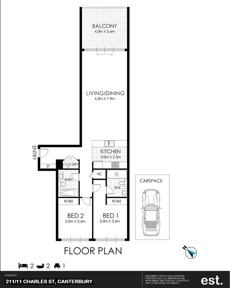 Floorplan of Homely apartment listing, 211/11 Charles St, Canterbury NSW 2193