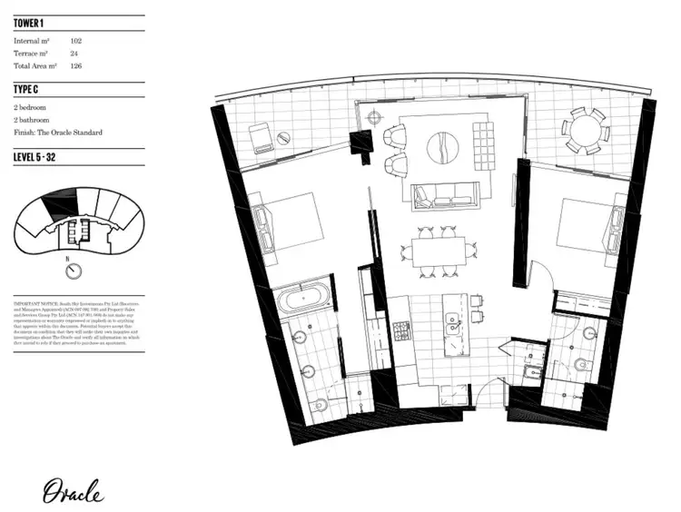 Floorplan of Homely apartment listing, 2403/1 Oracle Boulevard, Broadbeach QLD 4218