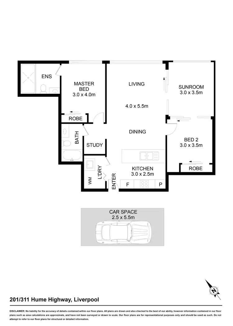 Floorplan of Homely apartment listing, 201/311 Hume Highway, Liverpool NSW 2170