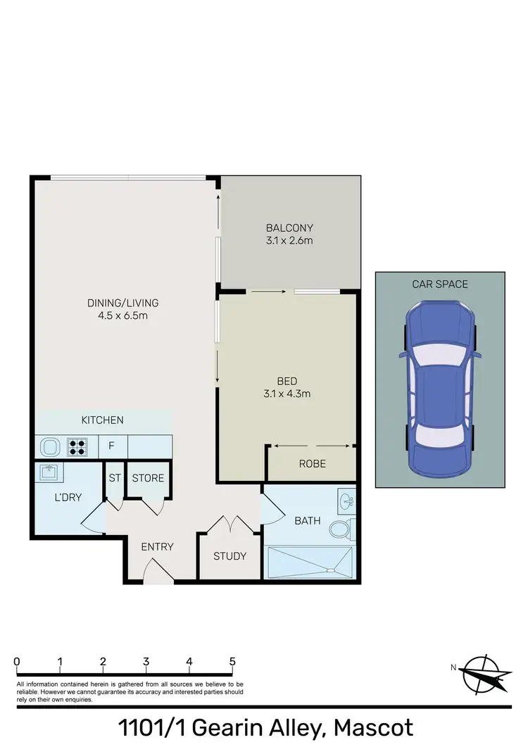 Floorplan of Homely apartment listing, 1101/1 Gearin Alley, Mascot NSW 2020