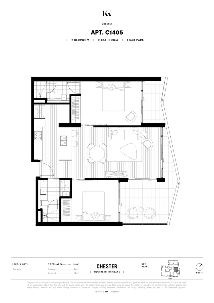 Floorplan of Homely apartment listing, 1405/7 Chester Street, Newstead QLD 4006